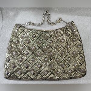 Silver and Gold Chain Strap Clutch
